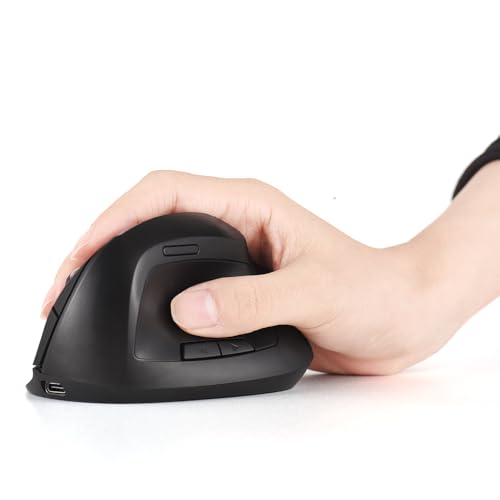 docooler Vertikale kabellose kabellose Maus 2,4 GHz ergonomische Bewegungsgeschwindigkeit 2400 Gaming- und Büromaus mit 6 Tasten USB-C Aufladen Laptop Maus für Wireless Computer von Docooler
