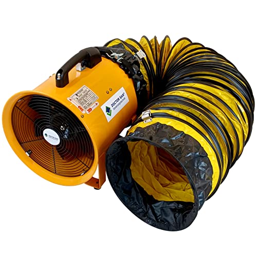 Doctor San - Sanierungstechnik Axialventilator Axialgebläse Ventilator Baugebläse Baulüfter Bautrockner Axiallüfter mit Luftschlauch Ø 20cm-35cm 1500m³-4920m³ (Ø 25cm 2580m³/Std. 5m Schlauch) von Doctor San - Sanierungstechnik
