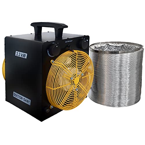 Elektroheizer mit Luftschlauch Bauheizer Heizgebläse 3,3kW Aluschlauch Heizschlauch 7 Meter Ø25cm 2-stufig schwarz Elektroheizer mit Luftschlauch Bauheizer Heizgebläse 3,3kW Aluschlauch Heizschlauch 7 Meter Ø25cm 2-stufig schwarz von Doctor San - Sanierungstechnik