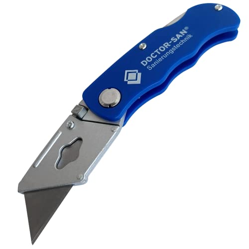 Universal Klappmesser Cuttermesser Cutter Teppichmesser mit Trapezklinge klappbar Kunststoff blau (1) von Doctor San - Sanierungstechnik