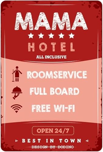 DODINO 20x30cm retro blechschilder MAMA HOTEL ALL INCLUSIVE witziger Spruch als Geschenk Humor Metall Deko Geschenk Schild von Dodino