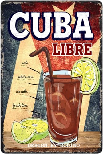 DODINO 20x30cm blechschild, CUBA LIBRE, funny, Dekoratives Wohnaccessoire, Deko Metallschild Schild für alle Bar Theke oder Pub Besitzer, Nostalgic design von Dodino
