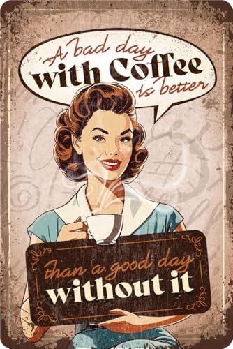 DODINO 30x40cm blechschilder, COFFEE PIN UP, funny vintage blechschilder, pin up nostalgisches Vintage-Retro-Design Deko Vintage Küche Coffee Fans Geschenkidee von Dodino