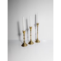 3 X Set Vintage Messing Kerzenhalter Mid Century Kerzenleuchter Kerzenständer Metall Gold Klassisch 70Er 60Er 50Er von DodoVintageShop