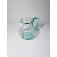 Vintage Glas Karaffe Beryl Mintgrün Türkis Mid Century Murano Swirl Dekanter Krug Uran Vaseline Modernist Saft Kanne 1950Er 50S 60Er von DodoVintageShop