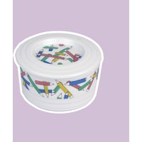 Vintage Keramik Dose Box Thomas Serie Trio Stifte Postmodern Memphis Weiß Zucker Behälter 1980 1990 Deckeldose Aufbewahrung Kitsch von DodoVintageShop