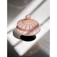 Vintage Murano Bonboniere Rosa Swirl Italien Mcm Empoli Opalina Filigrana Deckeldose 1950 50Er 50S Mid Century Milchglas Opal 70Er von DodoVintageShop