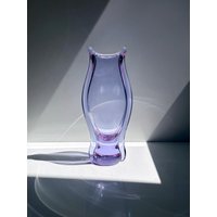 Vintage Vase Böhmen Czech Alexandrit Glas Neodym Zelezny Brod Zbs Miroslav Klinger Železnobrodské Sklárny Flieder Rosa Hellblau von DodoVintageShop
