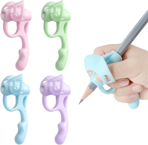 Doduiu Bleistiftgriff für Kinder, 5-Finger-Silikon-Bleistifthalter, Schreibhilfe, Schreibhaltungskorrektur, Training, Schreiben (4) von Doduiu