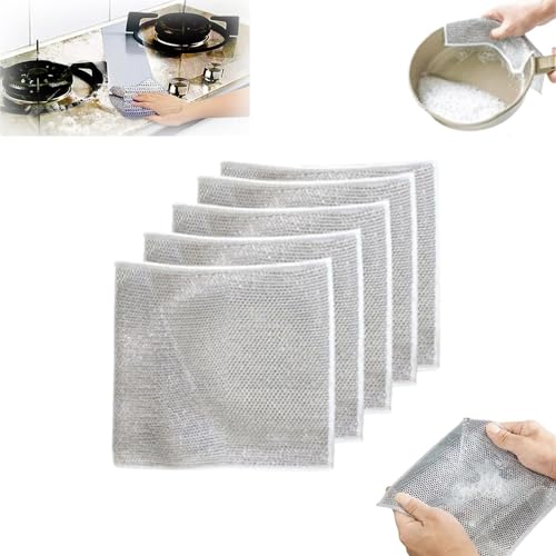 Doduiu Circularite Cleaning Pads, Circularite Scrubbing Cloths - 2024 New Multipurpose Wire Miracle Cleaning Cloths, Multipurpose Non-Scratch Scrubbing Pads, Japanese Steel Wire Dish Towel (5PCS) von Doduiu