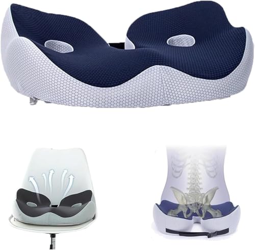 Libiyi Outfany Ergoseat, Welnax Orthosoothe Memory Foam Sitzkissen Adaptive Unterstützung Memory Foam Sitzkissen Hilipert Memory Foam Sitzkissen Orthopädisches Sitzkissen zur Druckentlastung (Blau) von Doduiu