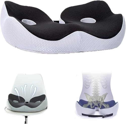 Libiyi Outfany Ergoseat, Welnax Orthosoothe Memory Foam Sitzkissen Adaptive Unterstützung Memory Foam Sitzkissen Hilipert Memory Foam Sitzkissen Orthopädisches Sitzkissen zur Druckentlastung (Schwarz) von Doduiu