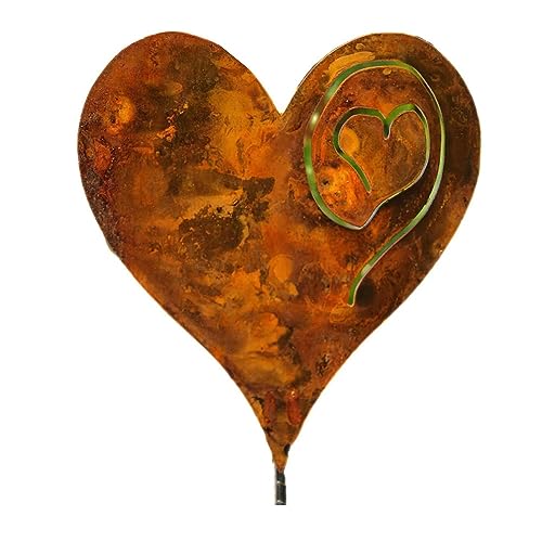 Doengdfo 1 Stück Liebessäule mit Eingesetztem Herzstecker im Garten, Verrostetes Aus 14-Ga-Metall von Doengdfo