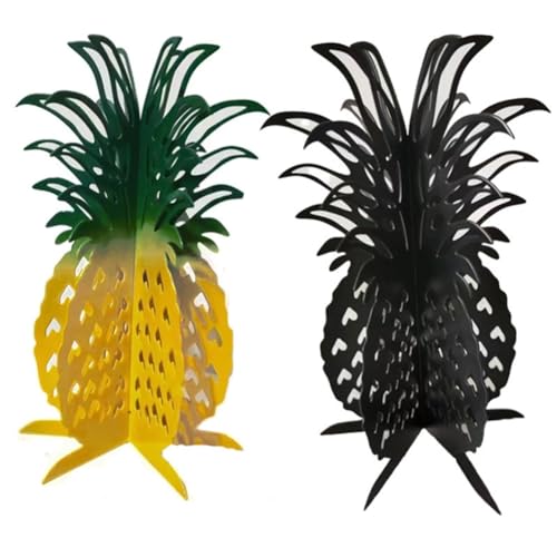 Doengdfo Creatives Ananas-Ornamente Aus Metall, Künstliche Früchte, Tischdekoration, Heimdekoration, Gelb und Schwarz von Doengdfo