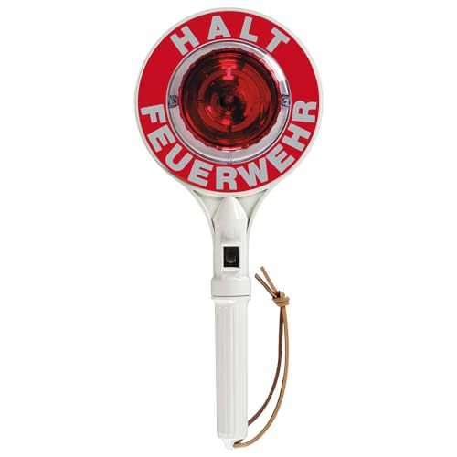 Dönges Anhaltestab lang, einseitig beleuchtet, Halt Feuerwehr, E10 (Anhaltestäbe Winkerkelle Anhaltekelle Polizeikelle Einwinkleuchte THW 6350T21423), komplett geschlossenes Reflektorgehäuse von Dönges