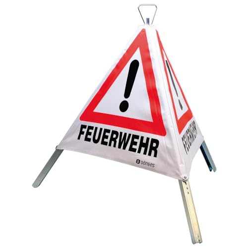 Dönges Faltsignal, 700 mm, retroreflektierend, Feuerwehr, Unfall, Ölunfall (Warnpyramide 9905T21830 Warnschild 3-seitig faltbar THW) von Dönges