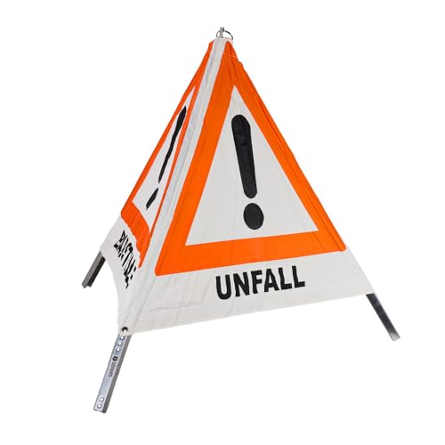 Dönges Faltsignal, 900 mm, retroreflektierend, Einsatz, Baustelle, Unfall (Warnpyramide 9905T21830 Warnschild 3-seitig faltbar THW) von Dönges