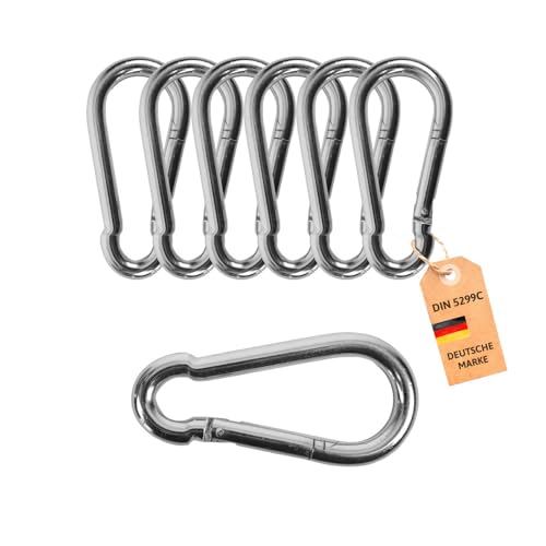 Dönges Feuerwehr-Karabiner 40x4 mm | nach DIN 5299C - Tragkraft 120 kg | verzinkter Stahl, stabil & rostbeständig für Klettern, Hängematte, Schaukel, Schwerlast & Outdoor von Dönges