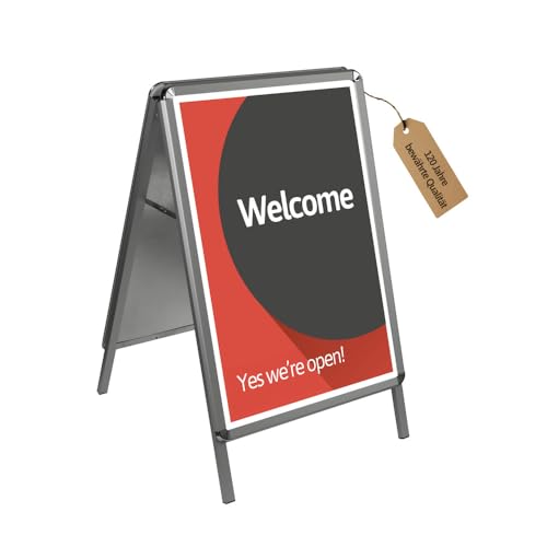 Dönges Kundenstopper A-Schild Metall - Robuster Plakatständer für DIN A1 Plakate - Wetterfest & Stabil - Ideal für Außenwerbung von Dönges