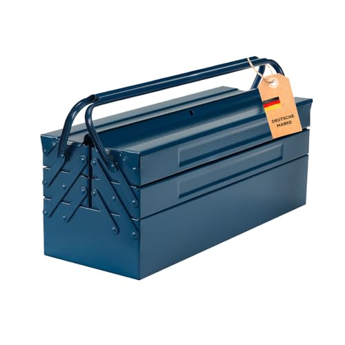 Dönges Metall Werkzeugkasten leer mit 5 Fächern | HxBxT 53 x 20 x 20cm, mit 21 L Volumen | Robust & zuverlässig Made in EU | Retro Profi Werkzeugkoffer ohne Werkzeug | Werkzeugkiste, werkzeugbox von Dönges