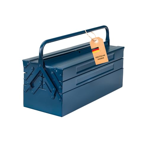 Dönges Metall Werkzeugkasten leer mit 6 Fächern | HxBxT 53 x 20 x 20cm, mit 21 L Volumen | Robust & zuverlässig Made in EU | Retro Profi Werkzeugkoffer ohne Werkzeug | Werkzeugkiste, werkzeugbox von Dönges