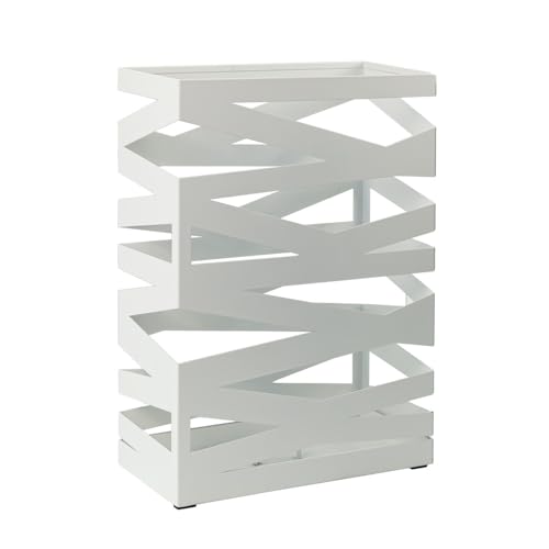 Dönges Premium Regenschirmständer Maxi aus Metall mit Abtropfschale und Haken - Platzsparend 34x14x46 cm - Elegantes Weiß - Ideal als Dekoration für Eingang & Flur von Dönges