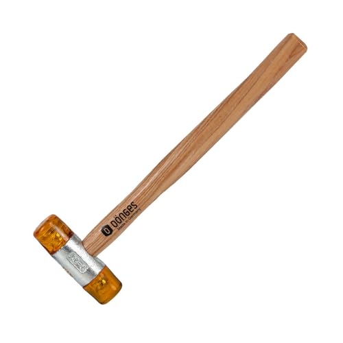Dönges Rückschlagfreier Schonhammer mit lackiertem Eschenstiel | Ø 27 mm | 220 g leicht | Austauschbare Köpfe in Gelb | Made in Germany | Kunststoffhammer, Gummihammer, Multifunktionshammer von Dönges