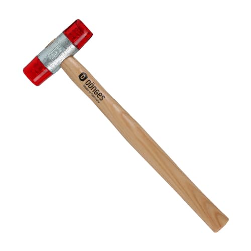 Dönges Rückschlagfreier Schonhammer mit lackiertem Eschenstiel | Ø 27 mm | 233 g leicht | Austauschbare Köpfe in Rot | Made in Germany | Kunststoffhammer, Gummihammer, Multifunktionshammer von Dönges
