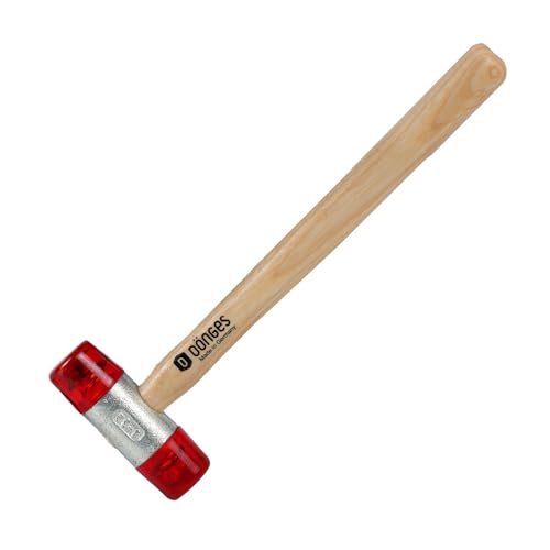 Dönges Rückschlagfreier Schonhammer mit lackiertem Eschenstiel | Ø 32 mm | 350 g leicht | Austauschbare Köpfe in Rot | Made in Germany | Kunststoffhammer, Gummihammer, Multifunktionshammer von Dönges