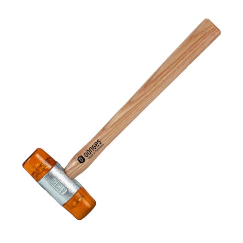 Dönges Rückschlagfreier Schonhammer mit lackiertem Eschenstiel | Ø 35 mm | 433 g leicht | Austauschbare Köpfe in Gelb | Made in Germany | Kunststoffhammer, Gummihammer, Multifunktionshammer von Dönges