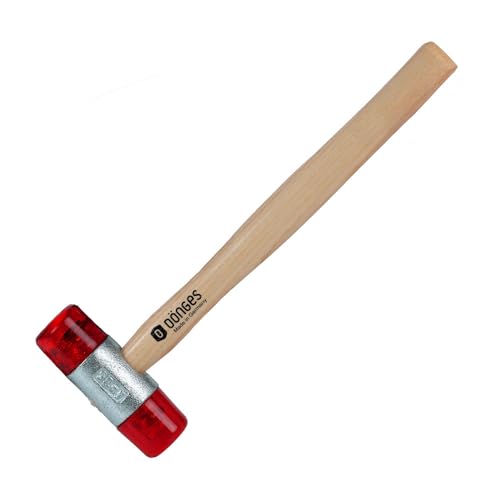 Dönges Rückschlagfreier Schonhammer mit lackiertem Eschenstiel | Ø 35 mm | 433 g leicht | Austauschbare Köpfe in Rot | Made in Germany | Kunststoffhammer, Gummihammer, Multifunktionshammer von Dönges
