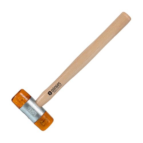 Dönges Rückschlagfreier Schonhammer mit lackiertem Eschenstiel | Ø 40 mm | 570 g leicht | Austauschbare Köpfe in Gelb | Made in Germany | Kunststoffhammer, Gummihammer, Multifunktionshammer von Dönges