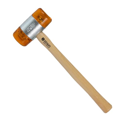 Dönges Rückschlagfreier Schonhammer mit lackiertem Eschenstiel | Ø 60 mm | 1340 g | Austauschbare Köpfe in Gelb | Made in Germany | Kunststoffhammer, Gummihammer, Multifunktionshammer von Dönges