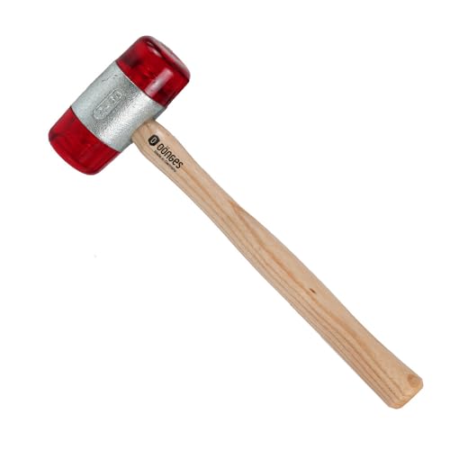 Dönges Rückschlagfreier Schonhammer mit lackiertem Eschenstiel | Ø 60 mm | 1380 g | Austauschbare Köpfe in Rot | Made in Germany | Kunststoffhammer, Gummihammer, Multifunktionshammer von Dönges