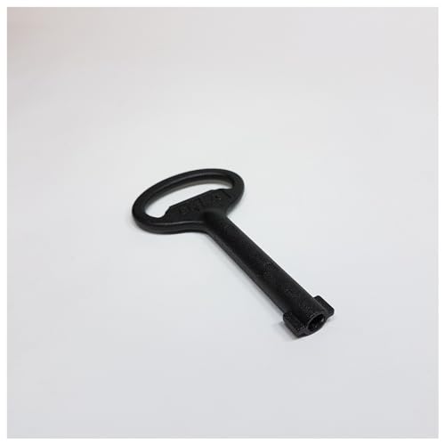 Dönges Schaltschrankschlüssel DIN 43668, Bohrung 5 MM, Doppelbart, schwarz (Gehäuseschlüssel Netzwerkschrankschlüssel), Material: Metall von Dönges
