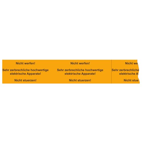 Dönges Verpackungsklebeband, gelb/schwarz, 50 mm x 66 m, Text: Nicht werfen! (Klebeband Paketband Warnband Paketklebeband Verpackungsband Packband) Material: PVC-Folie, selbstklebend von Dönges