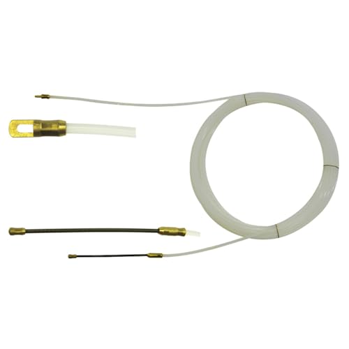 Dönges Nylon-Einziehband 25m Perlon-Kabeleinziehband mit flexibler Suchfeder und robusten Stahl-Endstücken, Transparent, Winkel bis 45° von Dönges