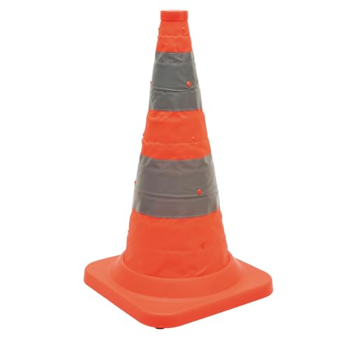 Dönges Faltleitkegel mit Signalleuchte, Höhe 500 mm, Pro-Version, vollreflektierend (Leitkegel Verkehrsleitkegel Pylon Pylonen) , ideal bei Autopannen und zur Kennzeichnung von Absperrungen und Gefahrenstellen von Dönges