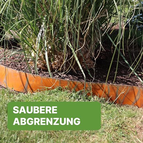 Dönges Rasenkante aus Cortenstahl 5 m - Beeteinfassung aus Metall 14 cm hoch - Einfache Montage - Beetumrandung mit Rostoptik von Dönges