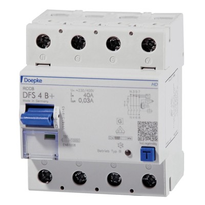 FI-Schutzschalter B+ 4p 400V 40A 0,03A 4TE REG DIN-Schiene(REG) 10kA 3kA/stoß von Doepke