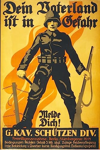 DOeraa Leinwandbilder Bild Poster Kunstdrucke Ölgemälde Deutsches Rekrutierungsplakat dein Vaterland Ist in Gefah“ von Lucian Zabel für Wanddekoration 60x90cm von DoerAa