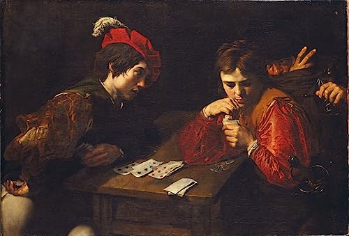 DOeraa Leinwandbilder Bild Poster Kunstdrucke Ölgemälde Falschspieler von Valentin De Boulogne für Wanddekoration 60x90cm von DoerAa