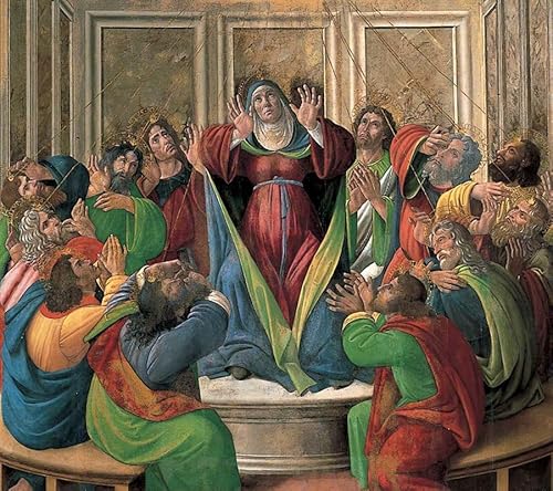 Leinwand Bilder Kunstdrucke Leinwand Plakat Berühmtes Gemälde Die Herabkunft des Heiligen Geistes von Sandro Botticelli für Wohnzimmer 60x90cm von DoerAa