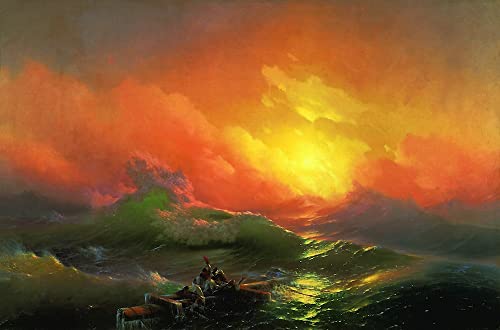 Leinwanddruck Und Poster Wand-Kunst Bild Reproduktion Die neunte Welle von Ivan Constantinovich Ayvazovsky für Wohnkultur 60x90cm von DoerAa
