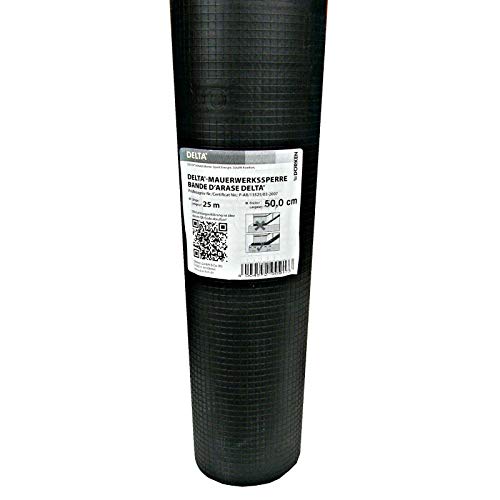 Dörken Delta-Mauerwerkssperre, 50 cm x 25 m, Schwarz von Dörken DELTA-Mauerwerkssperre