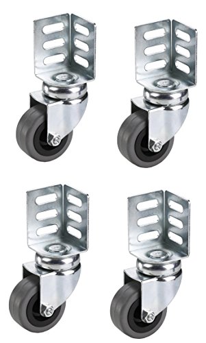 VORAGA Apparate Lenkrolle 4 Stk. 50x21mm mit Winkelblech, Plattenmontage, 40 kg Tragfähigkeit, Gummi- und Kunststoffräder, 44 mm Durchmesser, Gleitlager und doppeltes Kugellager von VORAGA