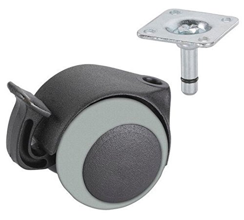 4 Stk Parkett Doppelrolle Möbelrolle 50mm schwarz mit Feststellbremse von Dörner + Helmer