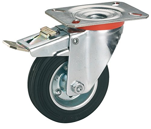 Dörner + Helmer 712202 Vollgummi-Feststell-Lenkrolle mit Rollenlager 160 x 40 mm/Platte 140 x 110 mm von Dörner + Helmer