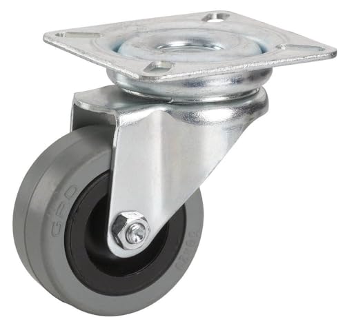 Dörner + Helmer 770100C Lenkrolle mit Anschraubplatte, 50x20mm/Platte 42x42mm, ohne Feststellung, Silber, Grau von Dörner + Helmer