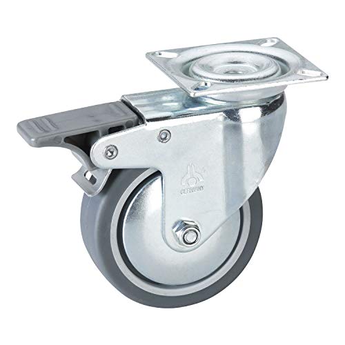Dörner + Helmer 771511C Lenkrolle mit Anschraubplatte, 100x25mm/Platte 60x60mm, mit Feststellung von Dörner + Helmer
